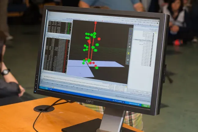 photo of a computer screen displaying a motion analysis program
